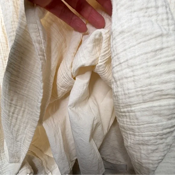 Quince 100 organic cotton gauze tiered maxi dress antique Cream color large - Picture 8 of 11